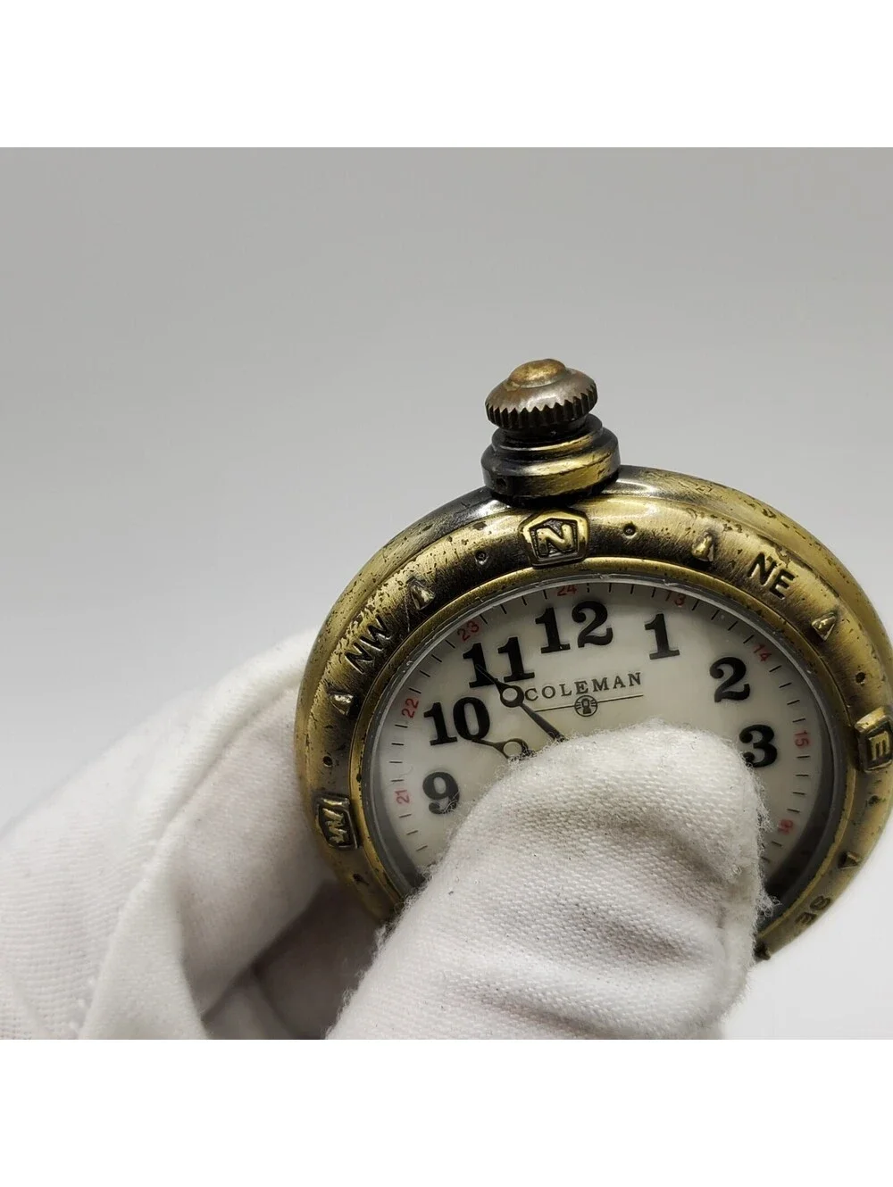 Colman Nightsight Compass Style Pocket Watch 47mm New Battery Please Read
